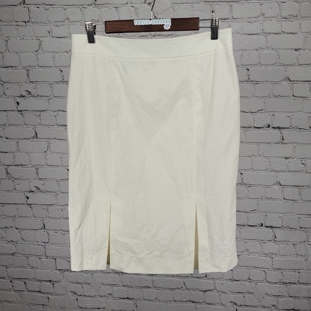 NWT Jones Wear Ivory Cream Stretch Slits Lined Zip Straight Knee Length Skirt 10